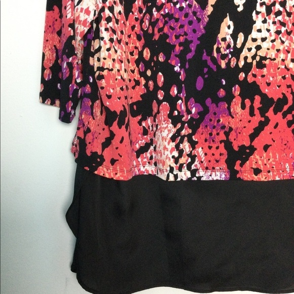 Women’s Worthington 1X XL 16 - 18 Top Blouse Shirt Pattered Layered Spandex - Picture 5 of 8